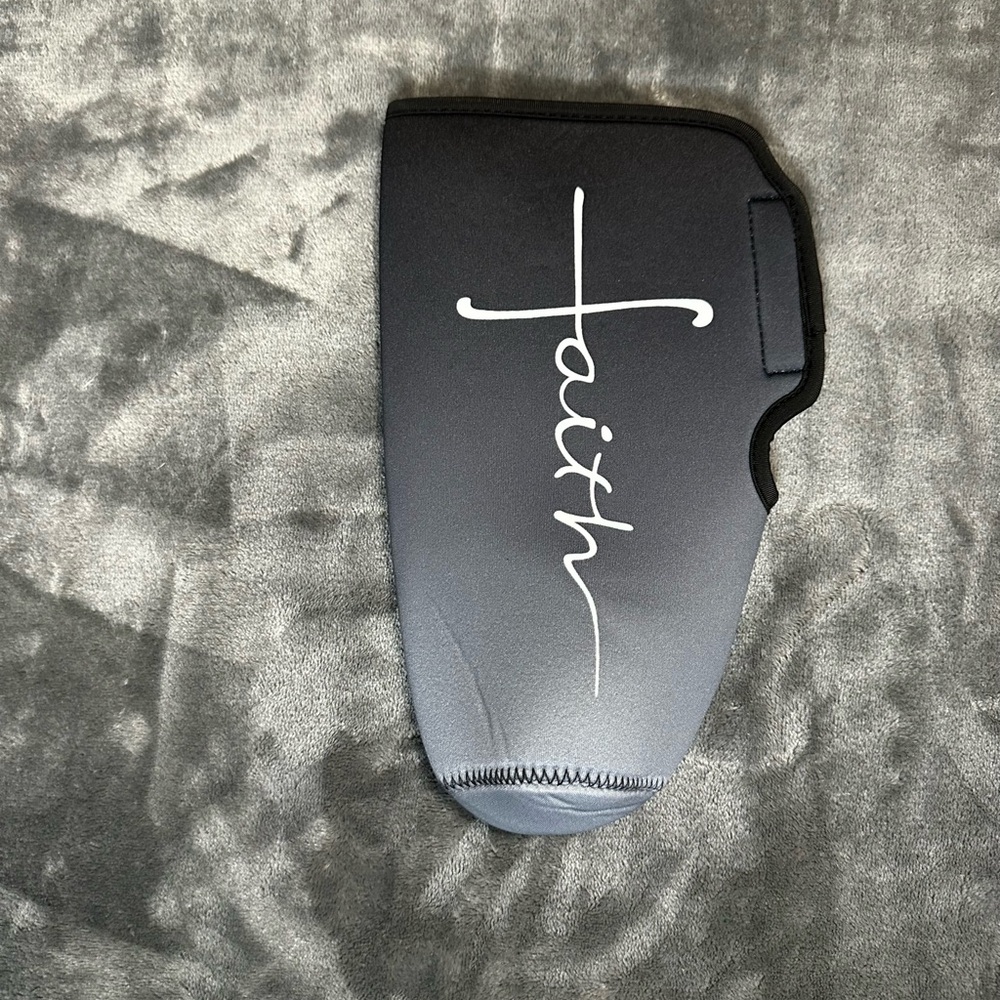 Faith Script Neoprene Bottle Cooler - Black